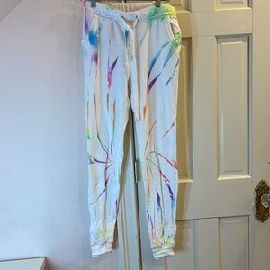 Tie die white sweatpants